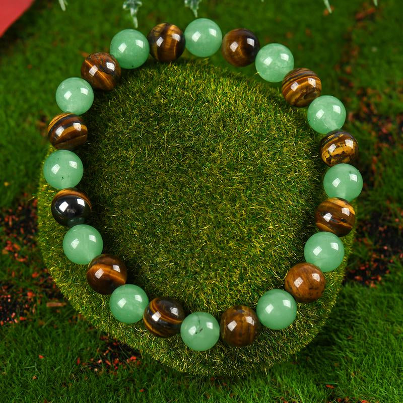 1Pc Arpurraina Money Attraction Bracelet with Green Aventurine & Tiger Eye - Blue Friendship Bracelet Beaded Jewelry Protection Bracelet Encouragement Gift Fashion Artificial Bracelet of the Day Colorblock Beaded Crystal Bracelet