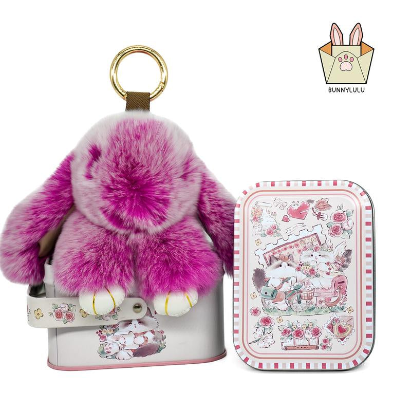 【Bunnylulu】Soft Plush Bunny Keychain – Comfort Toy in Tin Box, Easter Stress Relief Gift for Kids, Teens & Friends