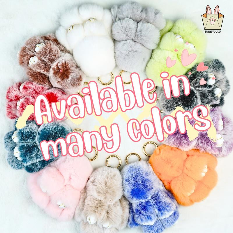 Bunnylulu Handmade Fluffy Bunny Pompom Keychain with Designed Tin Box, – Cute Eater Basket Gift, Travel Accessory & Birthday Present for Girls & Women