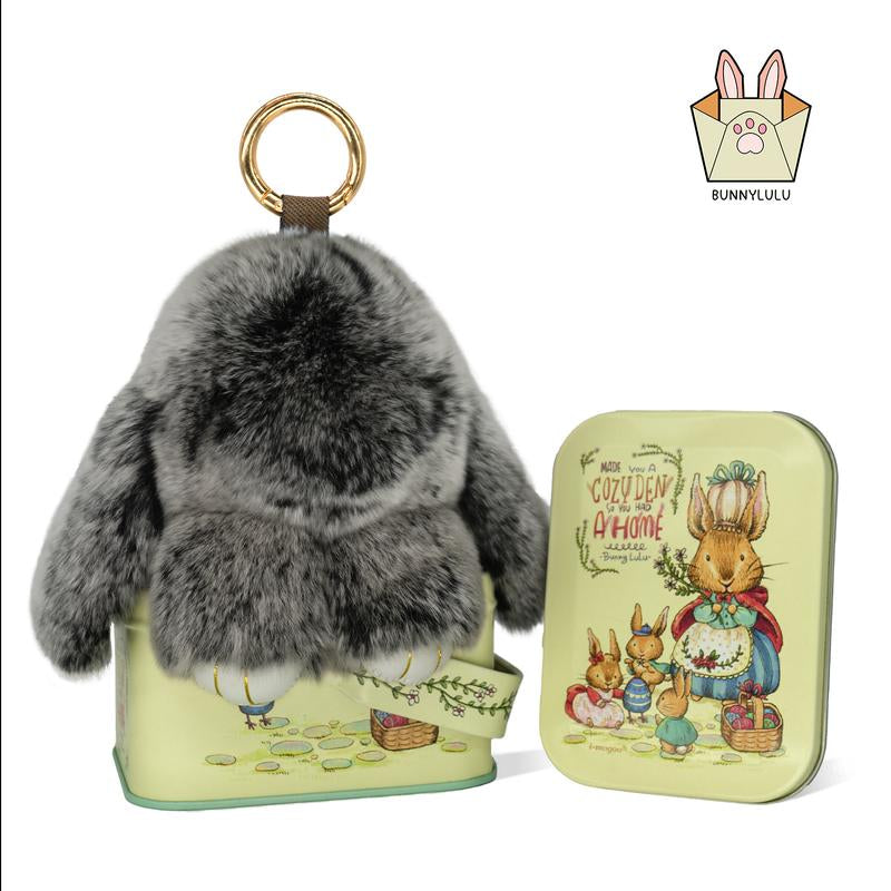 【Bunnylulu】Soft Plush Bunny Keychain – Comfort Toy in Tin Box, Easter Stress Relief Gift for Kids, Teens & Friends