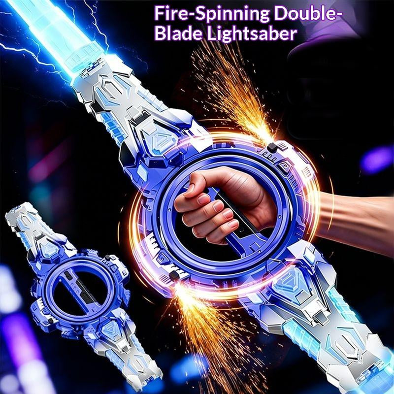 DKD Upgraded Sparkblade Spinning Dual-Blade LED Lightsaber Toy, Real Spark Cyberpunk Design 39" RGB Light-Up Prop for Cosplay, Raves & Festivals, Durable Collectible, US in Stock, Valentine’S Gift Idea