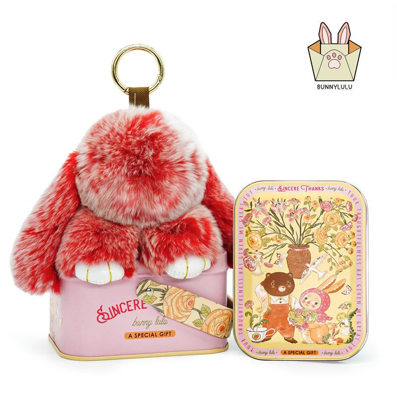 【Bunnylulu】Soft Plush Bunny Keychain – Comfort Toy in Tin Box, Easter Stress Relief Gift for Kids, Teens & Friends